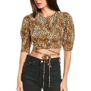 NWT Maje Leopard Print Crepe Top